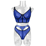 Toucheart 2 Piece Set Sexy Lingerie Set For Women Mesh Micro Perspective Beach Swimsuit Briefs Contrast Color Sexy Lingerie Set