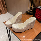NASBAVI Summer Fashion PVC Jelly Wedges Platform Women's Slippers Sandals Casual Shoes Size 34-40