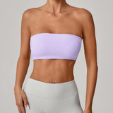 Padded Backless Bandeau Sports Bra Gym Women Crop Tube Top Seamless Yoga Top Sexy Workout Sportswear Push-up Fitness Underwear
