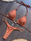 Sparkling Metal Ring Halter Extreme Mini Thong Bikini Female Swimsuit Women Swimwear Two-pieces Bikini Set Bathing Suit Swim