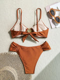 S - XL Metal Shell Halter Female Swimsuit High Waist Bikini Women Swimwear Two-pieces Bikini set Bather Bathing Suit Swim Lady