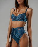 Toucheart 3 Piece Set Sexy Underwear Set For Women Mesh See-Through Lace Thin Sling Bra Set With Girdle Sexy Lingerie Suit New