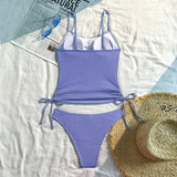2025 New Split Swimsuit Women's Drawstring Backless Fashion Sexy Stripes Gather Slim and Thin Swimsuit Купальник Женский