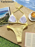 2026 Flower Printed Halter Bikini Women Swimwear Female Swimsuit Two-Pieces Bikini Set Brazilian Bather Bathing Suit Swim V8270