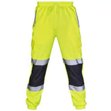 Mens Work Uniform Bottoms Safety Sweat Pants Striped Reflective Pants Loose Mens Jogging Trousers Joggers Patchwork Workwear