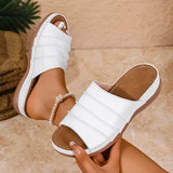 White Pu Leather Platform Sandals Women Lightweight Plus Size 36-43 Beach Sandles Woman 2025 Summer Wedges Slippers Female