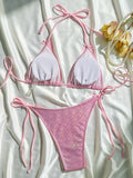 Sparkling Glitter Halter Bow Bikini Female Swimsuit Women Swimwear Two-pieces Bikini Set High Cut Bather Bathing Suit Swim Lady