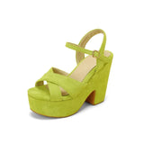 Plus Size Shoes for Women Summer Fashion Candy Colors Buckle Strap High Heel Peep Toe Wedges Sandals Casual Women Beach Shoes