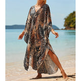 Sexy Zebra Printed V Neck Tunic Beach Cover Up Cover-ups Beach Dress Beach Wear Beachwear Beach Long Dress Female Women V4159