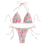 sexy floral print halter bikinis sets biquini high waist thong swimsuit Swimwear Biquini conjunto de bikini tankini beachwear