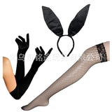Easter Bunny Girl Cosplay 3-Piece Prop Set - Satin Headband Fluffy Rabbit Tail for Halloween Christmas