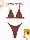 Ring Link Bikini 2025 Solid Sexy Swimsuit Women Padded Swimwear Female Bathers Bathing Swimming Swim Suit Beachwear