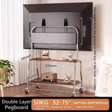 Stainless Steel Rolling Floor Mobile TV Stand for 32-75 Inch LCD LED Screen TVs TV Cart Holds up to 110Lbs Max VESA 600x400mm