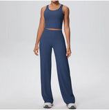 2PCS Yoga Set Women Tracksuit Nude Feeling Workout Sets Gym Clothes Push Up Fitness Running Sportswear Sport Straight tank suit