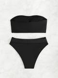 ZTVitality Solid Bikini Sexy Bikinis 2024 New Arrival Padded Bra Strapless High Waist Swimsuit Women Swimwear Summer Biquini