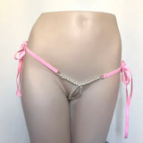 DEKA Women's Panties Swimming Open Crotchless Pearl Mini Micro Bikini Thongs G-Strings Swimsuit Briefs Exotic Lingerie Underwar