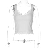 FDYOUI Chic Lace Patchwork Tank Tops for Women 2026 Summer Sleeveless Slim T-shirt Ladies Crop Top Y2K Streetwear Pink Corset