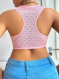 Large Size Women's Front Button Backless Bra With Sexy Pink Lace Suitable For Full Figured Plus Women To Wear MR2812