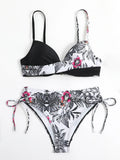 Tropical Print Bikini 2026 Women Drawstring Swimwear Female Push Up Swimsuit Beachwear Bathers Bathing Swimming Swim Suit