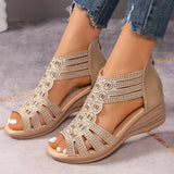 2026 Summer New Style Women's Sandals With Diamond Embellishments Medium High Top Basketball Shoes Rubber Sole Casual Shoes