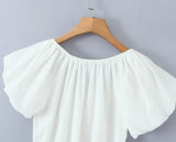 Foridol White Cotton Women Summer Crop Tops Lace Patchwork Short Female Tops Puff Sleeve Square Collar Slim Top Blouse 2025