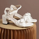 Buckle Strap 2026 Sandals Comfort Shoes for Women Square Toe Block Heels Large Size Suit Female Beige New Fashion Chunky Girls B