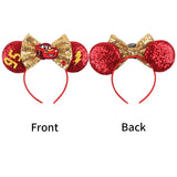 2025 New Style Mickey Minnie Ear Headband Sequin Bows Girl Adult Kids Halloween Party Cosplay Hair Accessories Princess Hairband