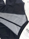 2026 Sexy One Piece Swimsuit Swimwear Women Black Perspective Mesh V-neck One-piece Bathing Suit Beachwear Maillot De Bain Femme