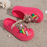 2025 Summer Women Slippers Cute DIY Flower Platform Sandals Casual Indoor Outdoor Clogs Beach Slides Female Home Garden Shoes