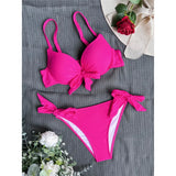 XS - XL Knotted Push Up Bikini Swimsuit Female Swimwear Women Two-pieces Bikini Set With Bra Cup Bather Bathing Suit Swim V3992