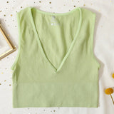 Deep V Crop Top Women Bra Top Sexy Lingere Seamless Underwear Female Tanks Top Sleeveless Fitness Top Camisole