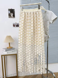 Dot Solid Minimalist Casual Skirt For Women High Waist Patchwork Zipper Irregular Hollow Out Skirts Female Fashion New OPM8