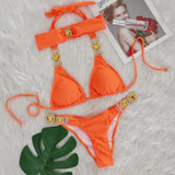 DEKA Rhinestone Love Heart Bikini Set Women Diamond Swimsuit  Crystal Luxury Push Up Metal Thong Swimwear