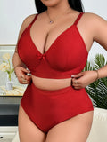 Plus Size French Lingerie Set, Breathable Seamless Wireless Full Bust Support Bra