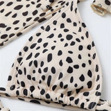 S- XXL Leopard Printed Long Sleeve Bikini Women Swimwear Female Swimsuit Three-piece Bikini set Bather Bathing Suit Swim V3193SW