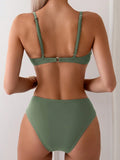 2025 U-wire Bikini Women Sexy Strappy Swimwear Female Solid Swimsuit Bathers Bathing Swimming Swim Suit Beachwear
