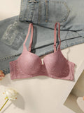 Women's sexy embroidered lace lingerie with steel rims gathered push ups breathable shoulder straps adjustable bra B2708