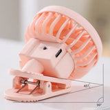 Solar Powered Portable Clip-On Fan Mini Fan Low Noise 3 Adjustable Wind Speeds USB Charging Multi-Functional Clip-On Fan