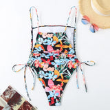 2026 Floral String One Piece Swimsuit Backless Sexy Swimwear Women Bathing Suit Female Swimming Summer Beachwear Bodysuit