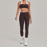 Women's Seamless Yoga Sets Sports Fitness Sleeveless Vest Hip-lifting Slim Fit Pants Suits Workout Gym Training Running Sets