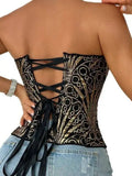 Hollow Irregular Sequin Double Layer Corset Court Style Waist Cincher Mesh Breathable Sexy Tube Casaul Pure Desire Top V466