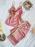 Fashion Cherry Print Women Pajamas Set Elegant Top and Shorts Sleepwear Casual and Comfortable Loungewear for Daily Comfort