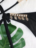 Wrap Around Halter Diamond Bikini Women Swimsuit Female Metal Chains Swimwear Two-pieces Bikini Set Brazilian Bathing Suit Swim