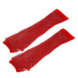 Blue Neon Fishnet Fingerless Long Gloves Arm Cuff Party Wear Fancy Dress For Women Sexy Girls Punk Gothic Dance Party Mesh Glove