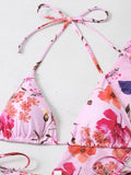 3 Pieces Printed Halter String Bikini 2026 Women & Kimono Swimwear Female Swimsuit Beachwear Bathers Bathing Swimming Swim Suit