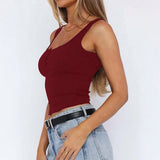 Phantasy Y2K Women's Tank Top Fashion Tees Basic Strapless U Neck Camisole Sexy Button Up Tanks 2026 New Summer Women Clothing