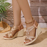Leisure Big Size 42 Summer Platform Espadrilles Sandals Women High Heels Gladiator Wedges Sandals Vacation Shoes