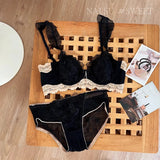 Pure Desire Minimizer Bra Rabbit Ear Cup Ultra Thin Support for Large Bust Retro Embroidered Lace Lingerie Set Women S-XL MOYISU