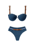 2026 Trendy Ladies Corset Bikini Set Hot Hot Lingerie Denim Sexy Casual Woman Swimsuit For Mature Females Beach Holiday Swimwear