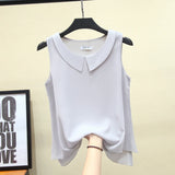 MOYISU New Arrival Summer Plus Size Outside Wear Large Size Doll Collar Loose Sleeveless Chiffon Vest Top Woman